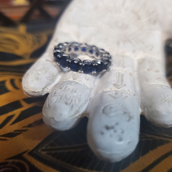 VINTAGE Gorgeous high quality dark blue cubic zirconia ring size 7 - Picture 4 of 4